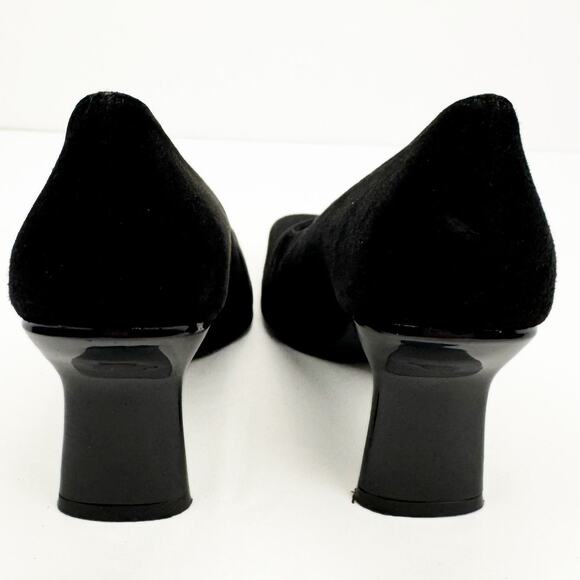 Vintage Stuart Weitzman Black Suede Leather Square Toe Wide Mid Heel Pump Sz 7 - Picture 4 of 15